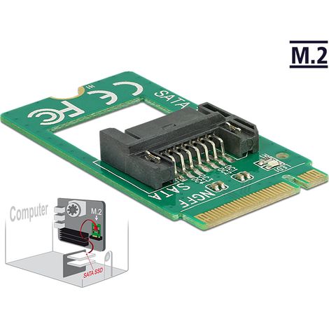 Delock Adaptador M.2 clave B macho  SATA 7 pines - Factor de forma 2242