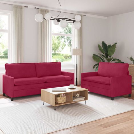 vidaXL Sofa Set 2 pcs Weinrot Samt (1/5)