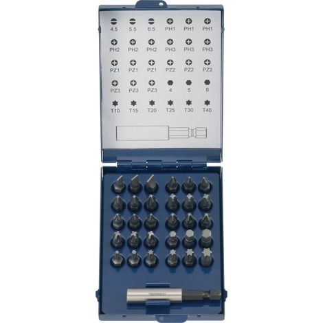 Assortiment d'embouts 31 pièces fente/PH/PZD/TX avec aimant et bague d'arrêt TECWERK (1/2)