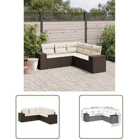 vidaXL Salon de jardin avec coussins 5 pcs marron résine tressée (1/3)