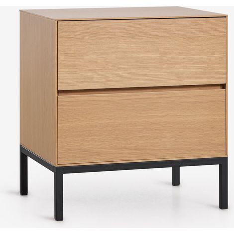 SKLUM Pack mit 2 rechteckigen Nachttischen 50x40 cm aus MDF und Eichenfurnier Bromley              Braun Eiche                     