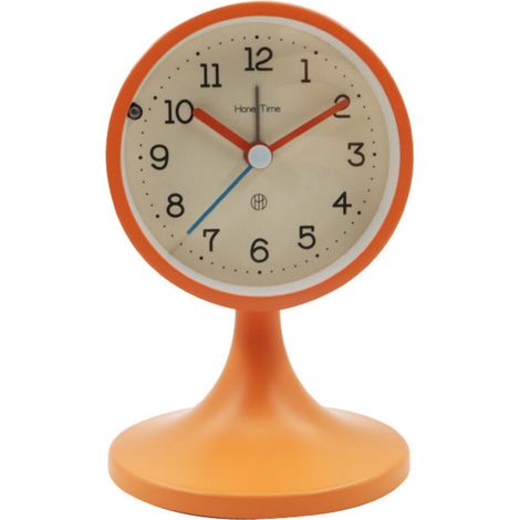 Métal Reveil Vintage Silencieux, avec Support Amovible,Réveil Matin Analogique, Ancien Horloge de Chevet sans Tic-tac pour Bureau Chambre Table（orange）