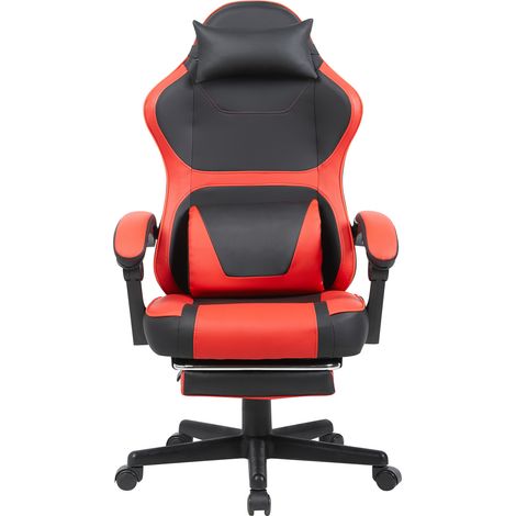 Gaming-Stuhl mit Rückenaufbewahrung PVC Schwarz Rot OKMYHOME (1/5)