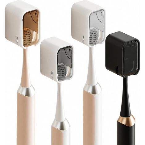 Sollbry 4 Pièces Porte-Brosses à Dents Mural, Porte-Brosse à Dents Autocollant Multifonctionnel, Brosse à Dents Convient aux Brosses ÉLectriques/Manuelles (1/5)