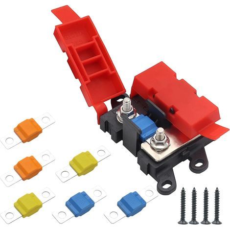Porte-fusible MIDI 2 voies avec 6 fusibles (30 A, 60 A, 100 A), bloc de distribution audio pour camping-car, bateau, camion, voiture – boîte à fusibles avec protection anti-poussière (1/5)