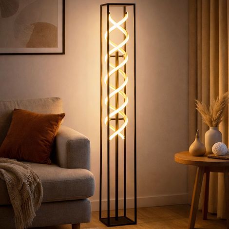 Lampada da terra a LED dimmerabile lampada da soggiorno touch dimmer lampada da terra lampada da camera da letto oro nero, 34W 4200lm bianco caldo, bianco neutro, LxLxH 20x20x135 cm