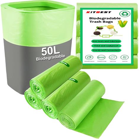 Sacs de Poubelle 50L, 60 Sacs, extra épaisseur, verts, 60x80cm (1/5)
