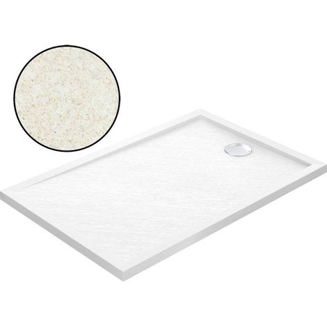 Carea Cuisine & Bain – Receveur de douche rectangle 120x80 cm – Minéral antidérapant PN 18 – Bonde gros débit 90 mm fournie – Installation surélevée ou affleurante