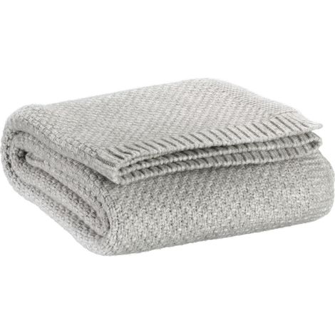 VIVARAISE - Plaid tricot recyclé Vivaraise - Danilo (Perle) - 130 x 160 cm (1/4)