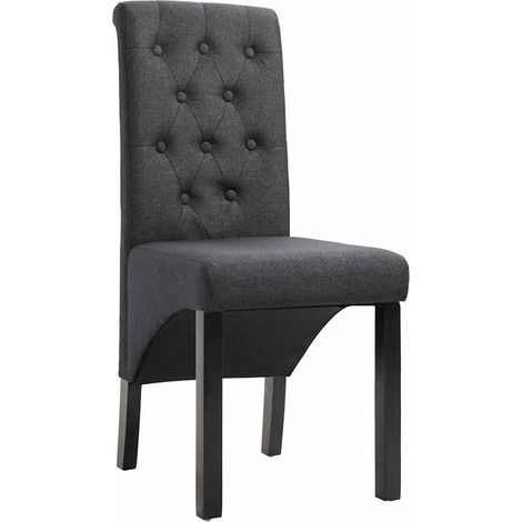 Maison Exclusive - Sillas de comedor 2 unidades tela gris oscuro (1/5)