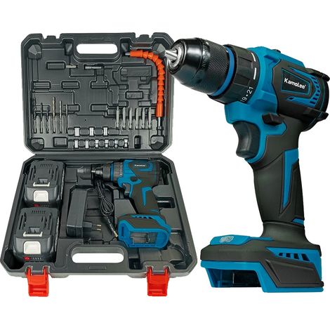 Taladro de impacto eléctrico, diseño inalámbrico, batería recargable, caja de herramientas de 2 x 5,0 Ah (1/2)
