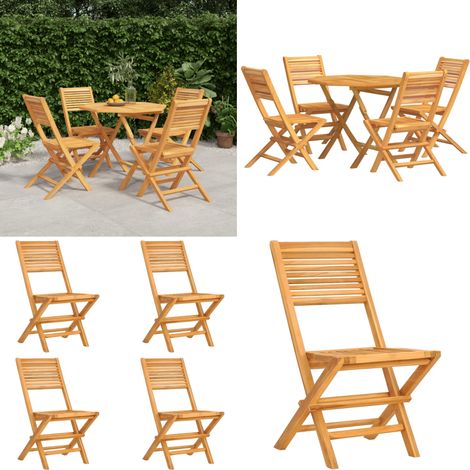 5-tlg. Garten-Essgruppe Massivholz Teak - Holztisch - Gartentisch - Essgruppe - Gartenmöbelset - Teakholzmöbel - Home & Living (1/5)