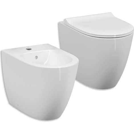 Coppia di sanitari Vitra Sento filo muro con scarico traslato (1/5)