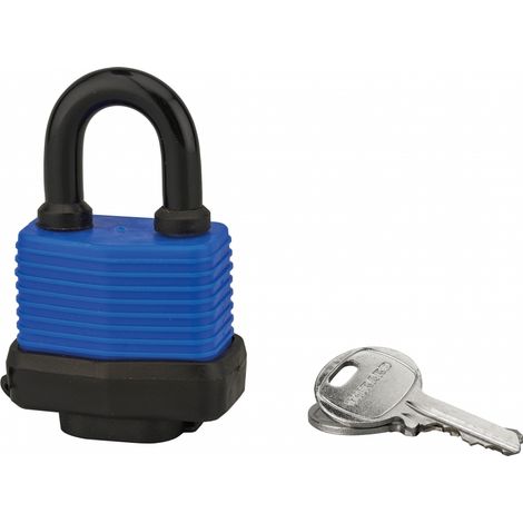 Lucchetto a lamelle, acciaio, da esterno, 40mm, rivestito in PVC, 2 chiavi in ottone nichelato - THIRARD