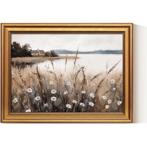 Tableau sur toile avec cadre - Petite décoration murale vintage - 40 x 30 cm - Pour salon, chambre à coucher, salle de bain, cuisine, ferme, décoration esthétique - Peinture de cheval (1/5)