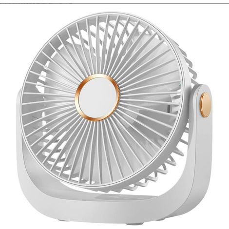 Ventilador de escritorio portátil, ventilador USB, batería recargable integrada de 5000 mAh, mini ventilador, 5 velocidades, con luz nocturna, ventilador de escritorio ajustable 360°. (1/5)