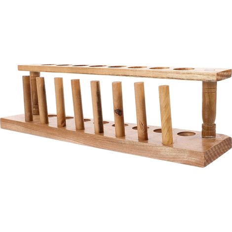 Support en bois pour tubes à essai, support pour tube à essai, 8 trous de 22 mm, laboratoire, organisateur stable pour éprouvettes (1/5)