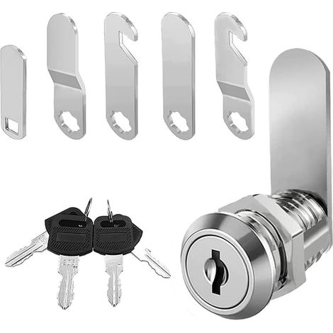 Cerradura para buzón de 20 mm con 4 llaves y 5 placas de cierre diferentes, cerradura para armario, cerradura para muebles. (1/5)