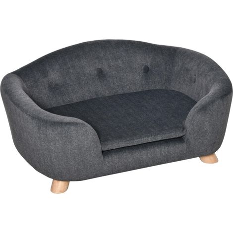 Divano per Cani e Gatti Imbottito 70x47x30 cm in Peluche Grigio Antracite (1/5)