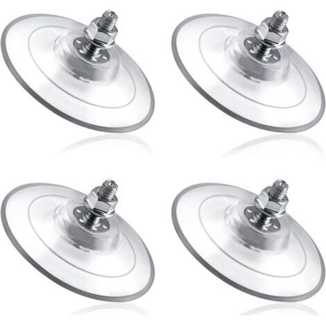 Lot de 4 grandes ventouses avec écrou à vis M8 de 85 mm en PVC transparent - Ventouses en verre extra fortes et épaisses (1/5)
