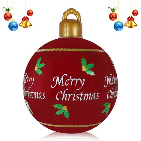 Boule gonflable de Noël géante de 60 cm (24 pouces) pour intérieur et extérieur, décoration gonflable de Noël en PVC décoré. (1/5)