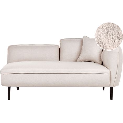 Beliani – Méridienne angle droit – Coussins en polyester bouclé – Beige clair – Dimensions 138x77x74 cm – Charge 300 kg – Pour intérieur moderne
