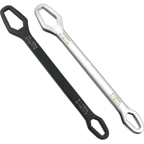 Clé à double extrémité universelle en acier noir - Outil de réparation pour la maison et le travail (8-22 mm) 1 pièce