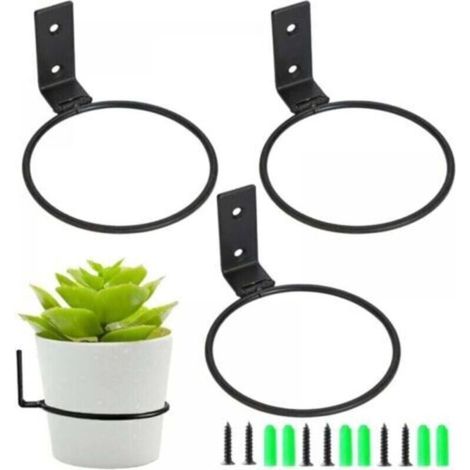 (3 Pièces) Anneau de Support de Pot de Fleur Mural 15,2 cm Fixation Murale Pot de Fleurs en Métal Porte Pot de Fleur Anneau Pot avec Vis pour Interieur Extérieur Terrasse Balcon Jardin (1/5)