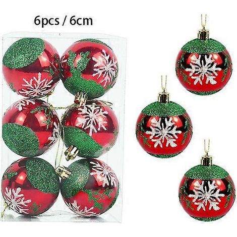 à 24 boules de Noël rouges et dorées, décorations pour sapin de Noël, grandes boules à suspendre, décorations de Noël et du Nouvel An (B03-6 pièces) (1/5)