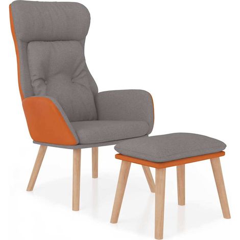 Maison Exclusive - Relaxsessel mit Hocker Hellgrau Kunstleder & S (1/5)