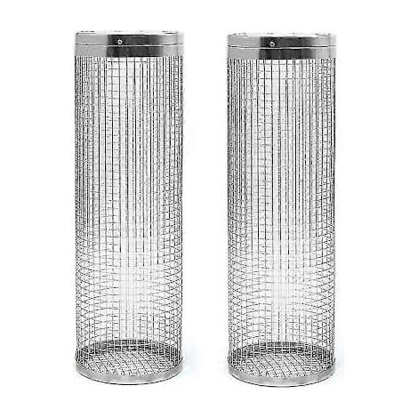 Lot de 2 paniers à griller à roulettes - Le meilleur panier à griller qui soit, en acier inoxydable rond.