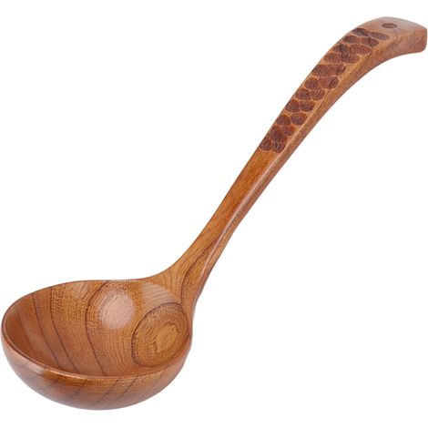 Cuillère japonaise à long manche incurvé, grande cuillère à soupe ronde en bois, type 2 (1/5)