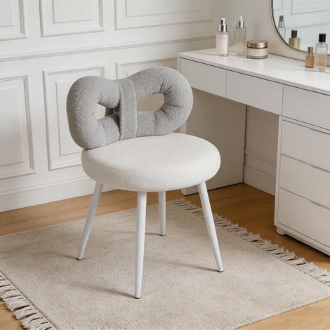 WILITTO Chaise de coiffeuse rembourrée moderne avec nœud décoratif, pour chambre et salon de manucure (1/5)