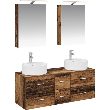 Ensemble de mobilier de salle de bain 5 pcs Bois ancien vidaXL (1/5)