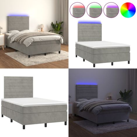 Boxspringbett mit Matratze & LED Hellgrau 120x200 cm Samt - Boxspringbett - Doppelbett - Samtbett - Luxusbett - Schlafsofa - Home & Living (1/5)