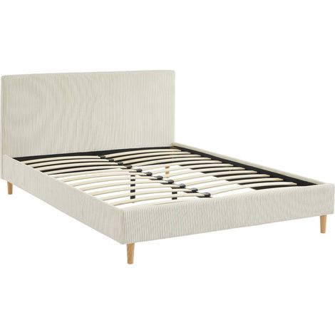 sweeek - Bett mit Lattenrost und Kopfteil, 140x190cm Cord (breit gerippt)