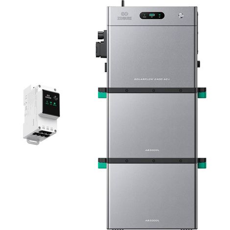 Zendure SolarFlow 2400 AC+ Balkonkraftwerk mit Speicher – 2400W AC bidirektional, erweiterbar 16,8kWh, IP65, Plug & Play, KI-Energiemanagement, mit intelligentem Zähler 3CT, mit 2×AB3000L (5,76 kWh)