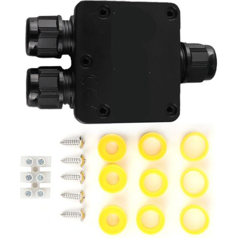 Boîte de dérivation à bornes étanche noire 3 voies en Y plastique connecteur câble IP68 (1/5)