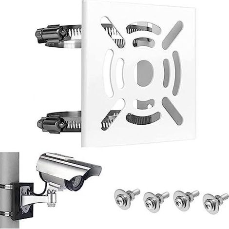 Supporto universale verticale per telecamere di sicurezza, robusta staffa in metallo con fibbie, supporto per palo per telecamere (bianco - 1 pezzo) (1/5)