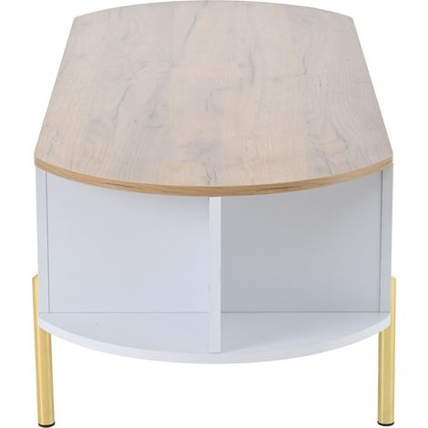 Tavolino da caffè alzabile 120x50x43 cm in MDF con contenitore e 7 vani bianco legno (1/5)