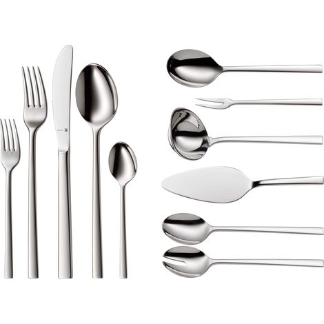 Sonic set de couverts pour 12 personnes, 66 pièces, 60 pièces avec couverts de service, couteau à manche creux, poli, résistant aux rayures, passe au lave-vaisselle (1/5)