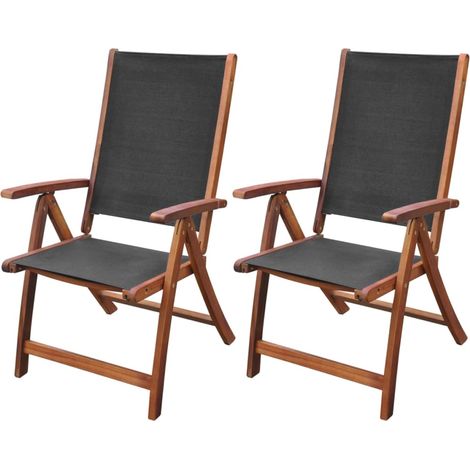 Chaises pliables de jardin 2 pcs Bois d'acacia et textilène (1/5)