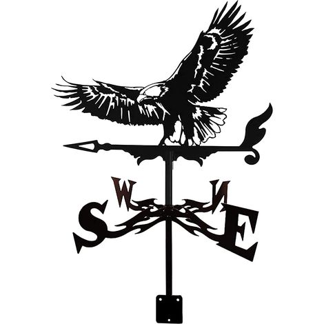 Wetterfahne aus Metall mit Adler-Silhouette im Flug – majestätische dekorative Wetterfahne für Garten, Dach und Außenbereich, schwarz, für alle Wetterbedingungen geeignet, ideal als Gartendekoration u (1/5)
