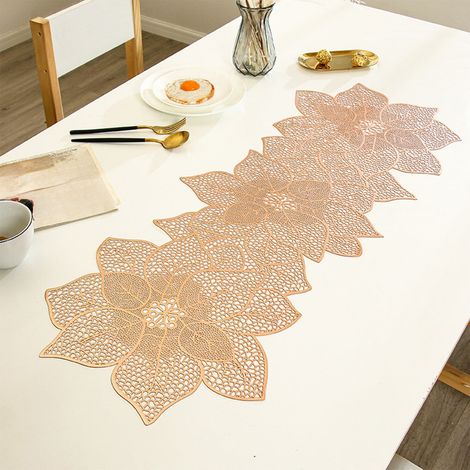 Set De Sous-Plats - Tapis De Table En PVC Rose Or - Dimensions 90 X 30 Cm - Pour Décoration De Table Festive Et Quotidienne - 1 Pièce (1/5)