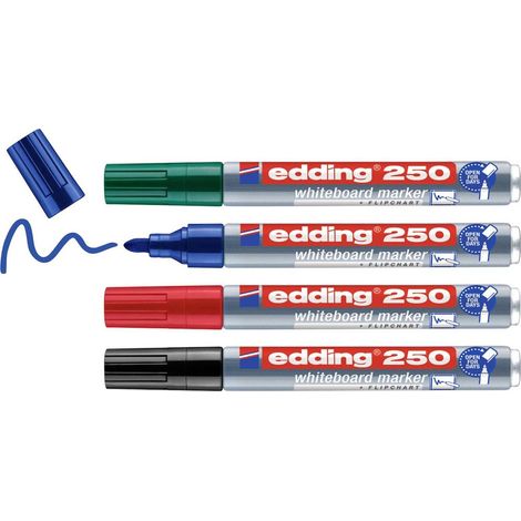 Edding 4-250-4-2 Set de marqueurs pour tableau blanc bleu, vert, rouge, noir 4 pc(s) (1/3)