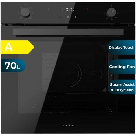 Cecotec – Mini four grill multifonction 70L – 2800W – 7 fonctions – Écran tactile – Base vapeur XXL – Ventilateur de refroidissement – Classe A
