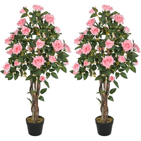 Set of Two Artificial Rose Plants in Decorative Pots for Home Decor (1/5)