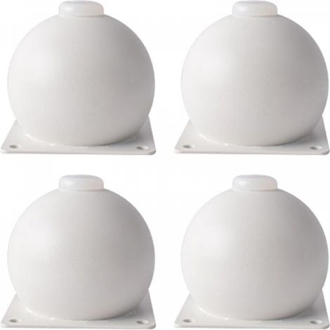 Lot de 4 pieds de canapé ronds en métal, pieds de meuble à visser, grande capacité de charge, pieds de lit, rehausseurs (blanc, grand) (1/5)