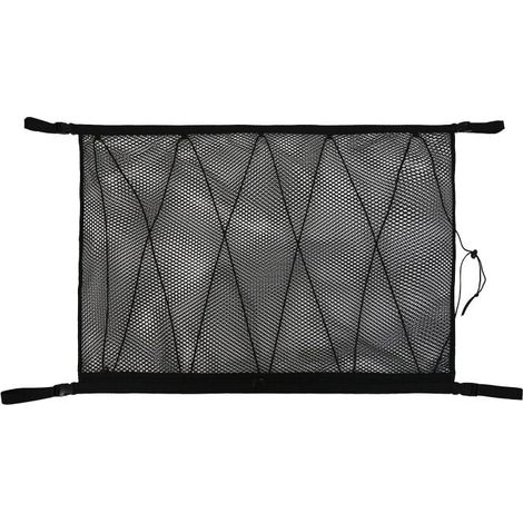 Filet de Rangement pour Voiture, Universel Sac pour Toit de Voiture avec Fermeture Éclair,Organisateur Bagage Rangement Filet pour Voiture SUV Plafond (Filet Cordon Serrage)noir,9065cm