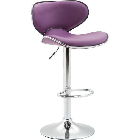 Taburete de bar silla de bar regulable en altura con reposapiés en sintético violeta y metal 100000215